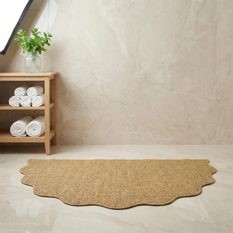 Half-Circle Chenille Floor Mat – Jute Backed Ripple Edge Rug Floor Mat Rug Axl amber-60x90CM