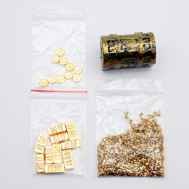 1:12 Dollhouse Mini Treasure Chest Gold Bar & Coin Model Set Dollhouse Miniature Axl A1