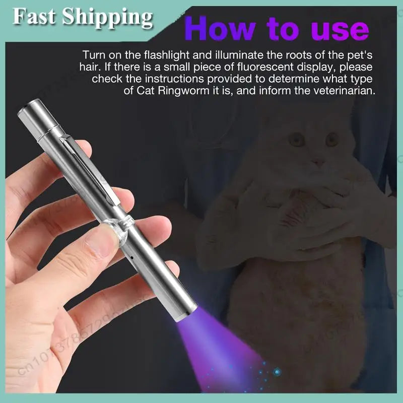 Portable UV Black Light Lamp – Pet Urine & Coat Checker UV Pet Care Lamp Axl Silver