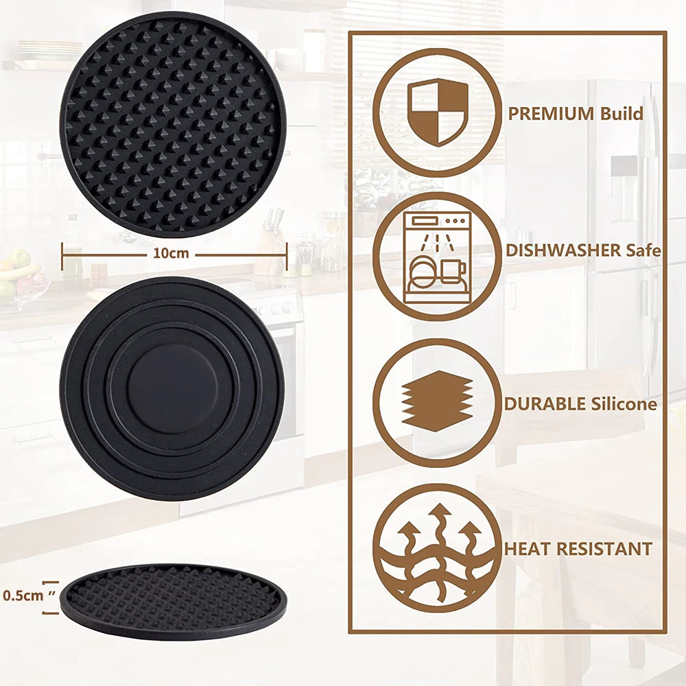 Silicone Drink Coasters with Holder 6/7 Pcs – Non-Slip Set Drink Coaster Set Axl
