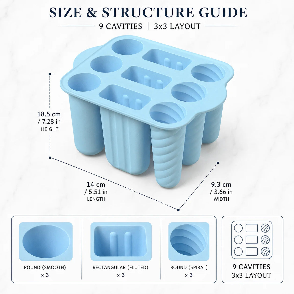 Silicone Popsicle Mold 9/10 Cavity + 50 Wooden Sticks | Ice Pop Popsicle Mold Set Axl