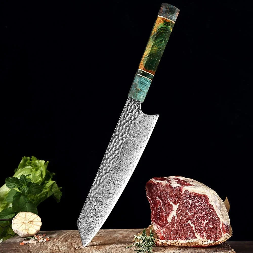 8-Inch Damascus Nakiri Chef Knife – 67-Layer VG10 Steel Damascus Kitchen Knife Axl 1PCS