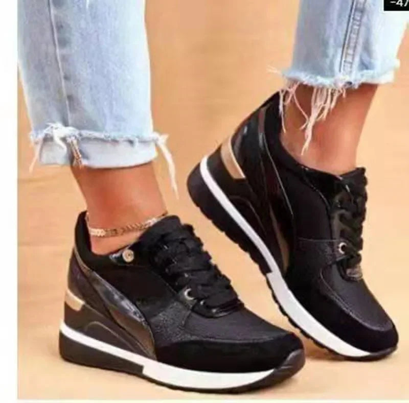 Women's Platform Dad Sneakers – Lace-Up Casual Shoes Platform Sneakers Axl black 35