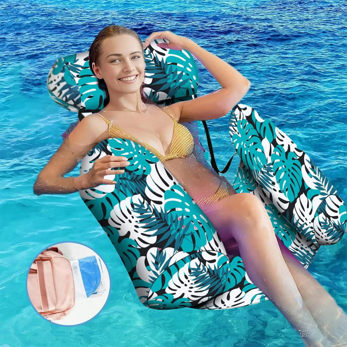 Inflatable Pool Hammock Chair – Foldable Float Lounger for Adults Pool Float Lounger Axl
