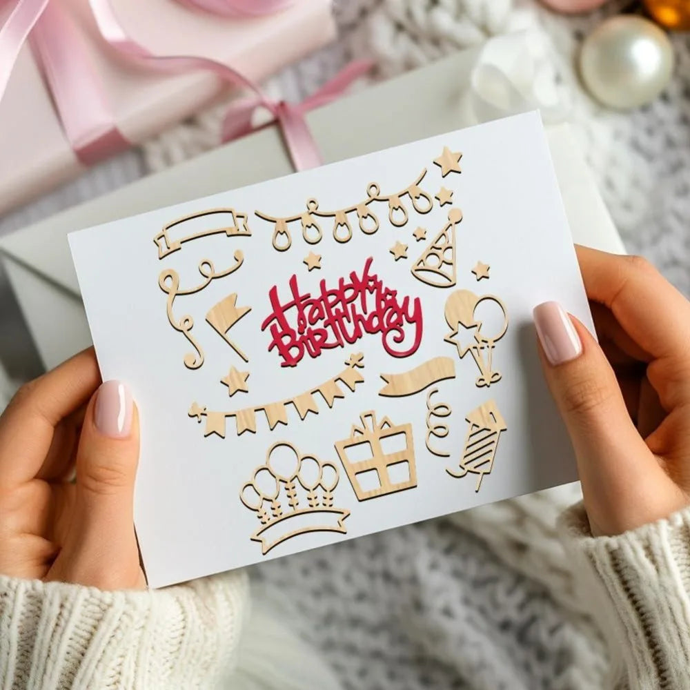 Happy Birthday Laser Cut Chipboard Embellishments – 2pc Wood Set Chipboard Embellishments Axl