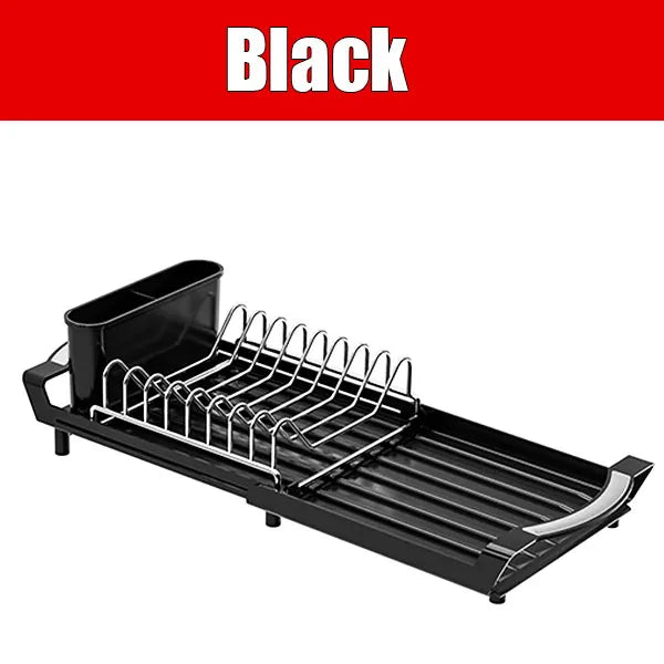 Expandable Dish Drying Rack with Cutlery Holder | Rust-Resistant Dish Drying Rack Axl Black