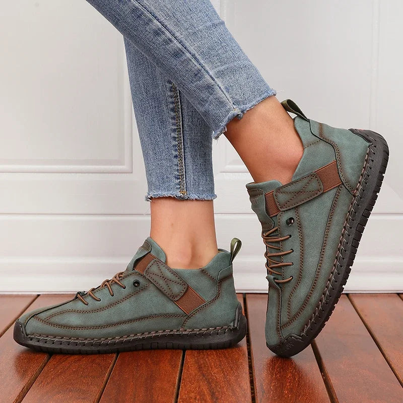 ZULIWAGN Women's Retro Ankle Boots – British Lace-Up Loafers Women's Ankle Boots Axl