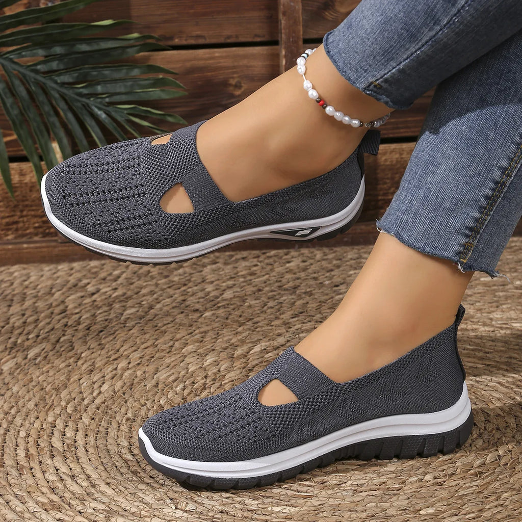 Women's Breathable Mesh Casual Sneakers – Soft Sole Low Top Casual Mesh Sneakers Axl dark grey 41