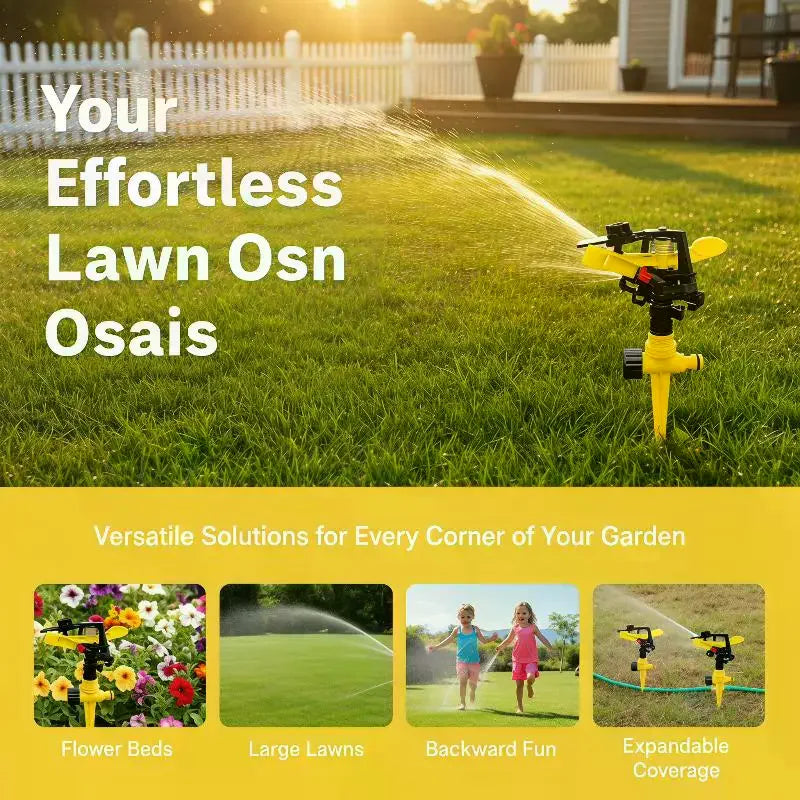 360° Rotating Garden Sprinkler – Adjustable Spike Lawn Irrigator Garden Sprinkler Axl