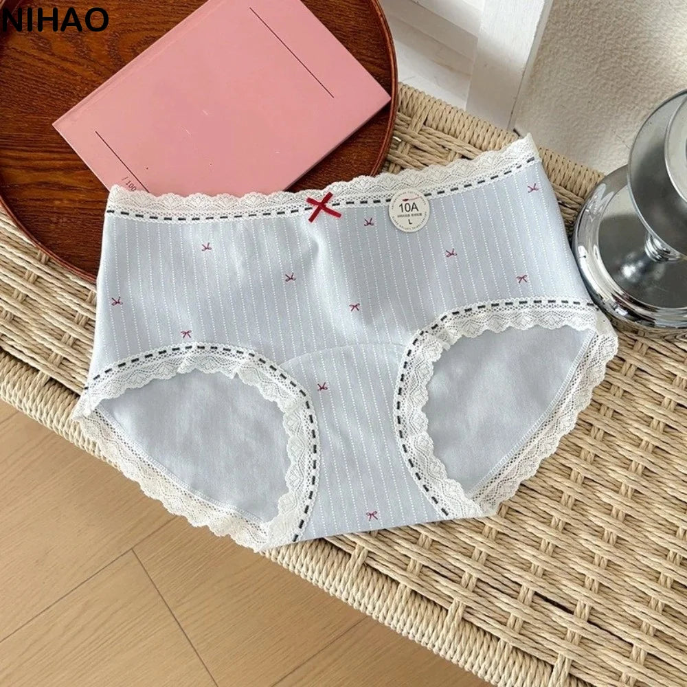 Women's Mid-Rise Cotton Lace Bow Briefs – Soft Daily Underwear Women's Briefs Axl