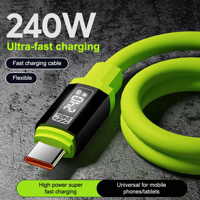 240W USB-C Fast Charging Cable with Power Display | 1M & 2M USB-C Charging Cable Axl