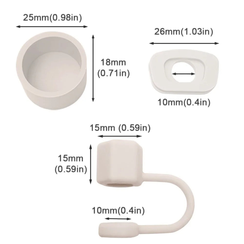 Silicone Straw Caps 3-Pack – 10mm Dustproof Straw Toppers Straw Accessories Axl