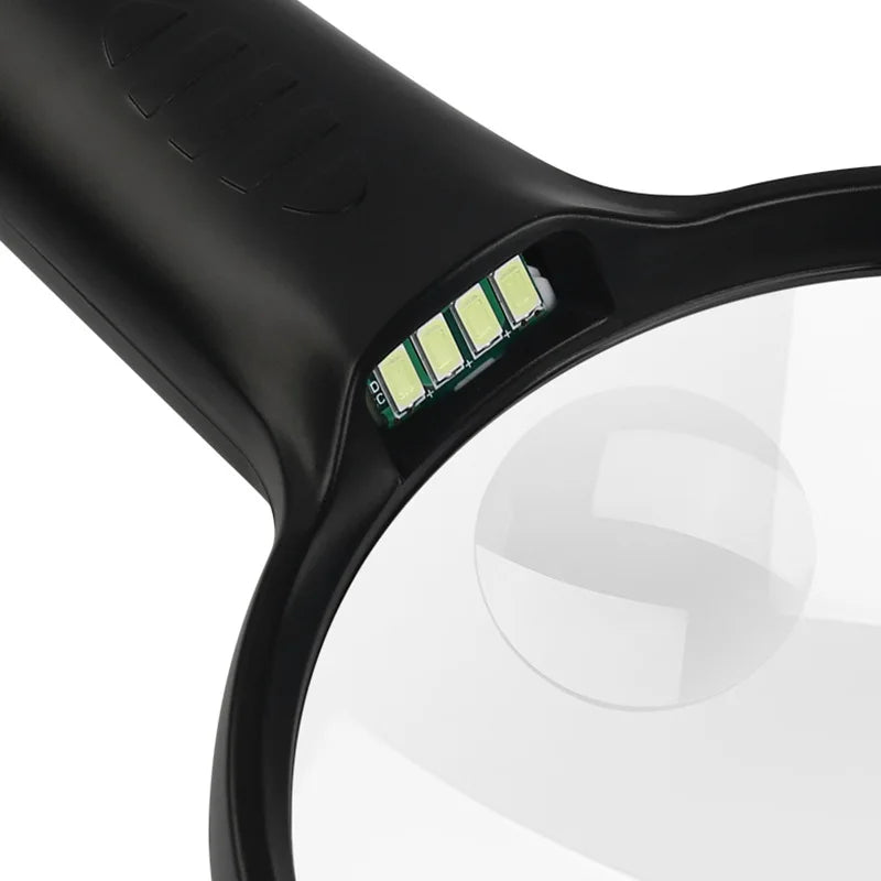 10X Handheld Illuminated Magnifying Glass – 4 LED Lights Loupe Illuminated Magnifier Axl