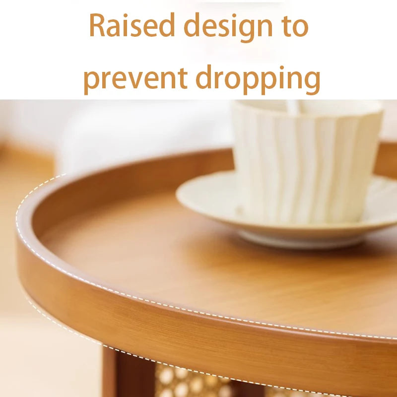 Round Bamboo Coffee Table with Storage Shelf | Japanese Style Bamboo Coffee Table Axl