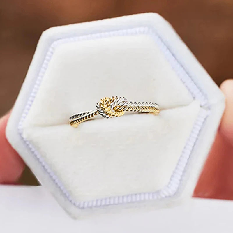 Huitan Two-Tone Brass Knot Ring – Women's Statement Ring Fashion Statement Ring Axl
