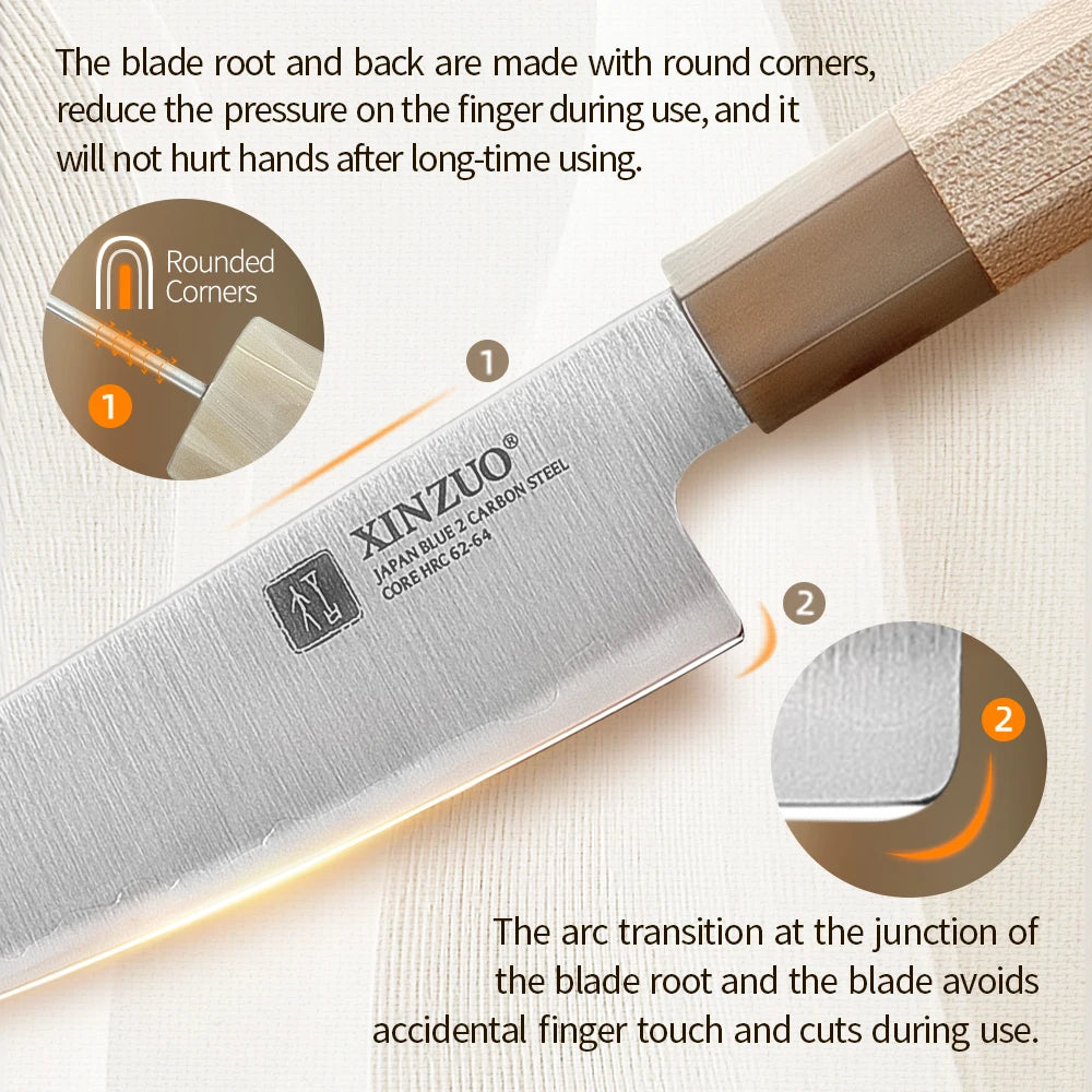 XINZUO 5.28" Aogami No.2 Steel Utility Knife – Maple Buffalo Horn Utility Knife Axl