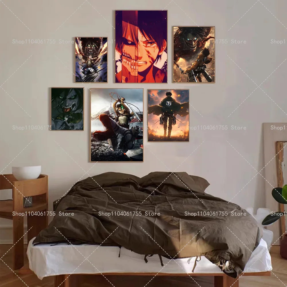 Attack on Titan Eren Yeager Anime Poster Wall Art Sticker Anime Wall Poster Axl