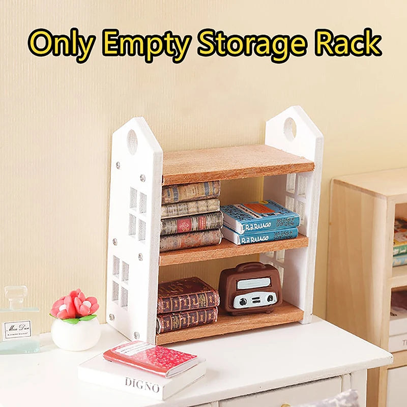 1:12 Dollhouse Miniature Bookshelf Three-Tier Display Rack Dollhouse Miniature Axl