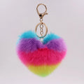Fluffy Faux Fur Heart Keychain – Colorful Women's Bag Charm Fur Pompom Keychain Axl A