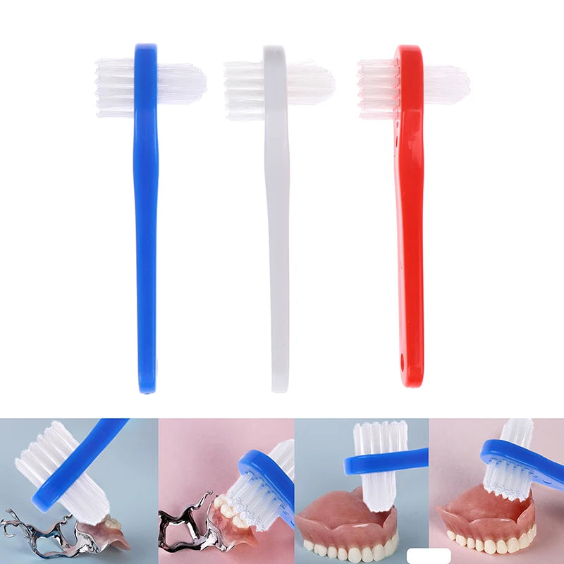T-Shape Dual Head Denture Brush – False Teeth Cleaner Denture Cleaning Brush Axl