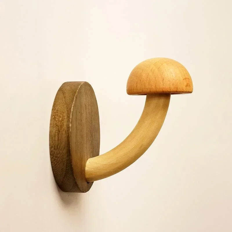 Wooden Mushroom Wall Hook – Self-Adhesive Clothes & Cap Hanger Wall Hook Axl Yellow