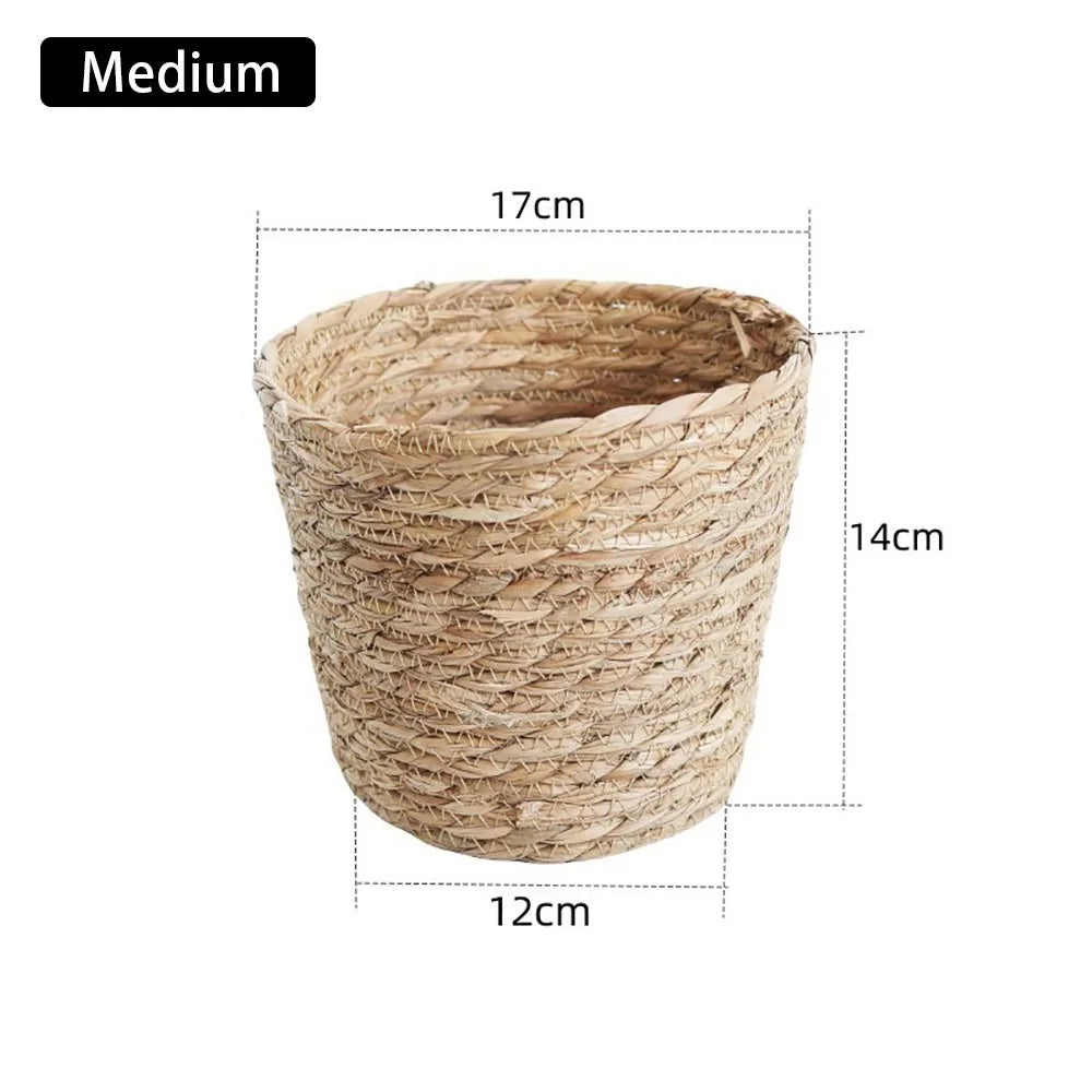 Woven Grass Planter Basket | Natural Straw Flower Pot Cover Woven Planter Basket Axl Medium