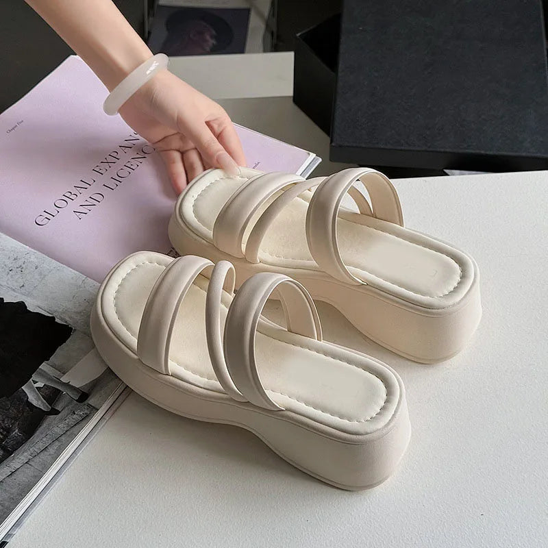 Women's Wedge Slide Sandals – Thick Sole Summer Slippers Wedge Slide Sandals Axl beige 35