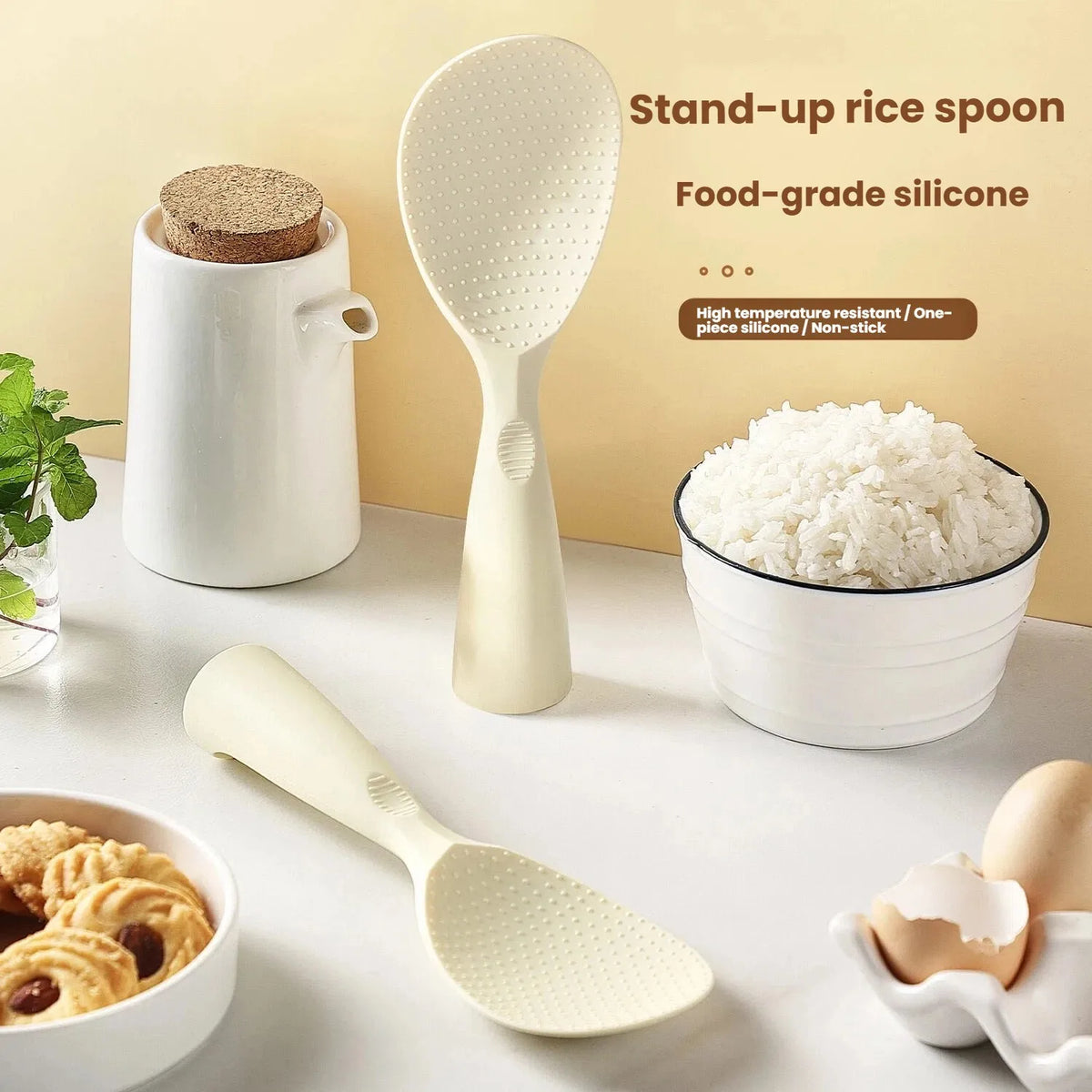 Silicone Non-Stick Rice Spoon – Heat-Resistant Kitchen Utensil Silicone Cooking Spoon Axl