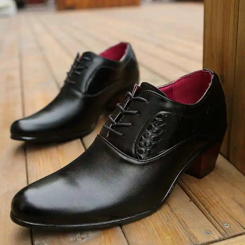 Men's Oxford Platform Dress Shoes – Pointed Toe Lace-Up Oxford Dress Shoes Axl 67-7-black 44