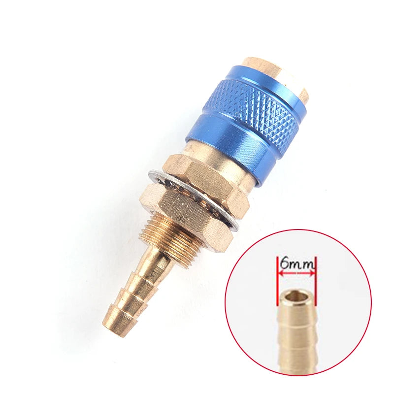 Water Cooled Gas Adapter Quick Connector TIG/MIG Torch M6/M8 Welding Torch Adapter Axl 6mm Female Blue