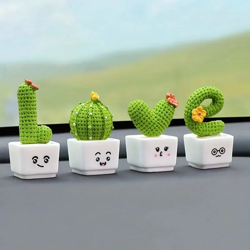 Resin Mini Cactus Figurines Set of 4 – Desk & Home Decor Decorative Figurines Axl