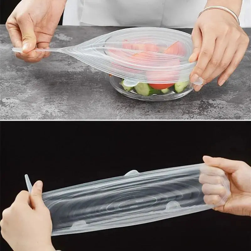 6-Piece Reusable Silicone Stretch Lids – Food Fresh Seal Covers Silicone Stretch Lids Axl