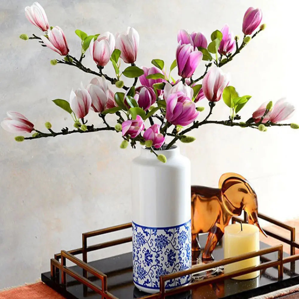 Silk Magnolia Artificial Flower Branch – Wedding & Home Décor Artificial Flower Branch Axl
