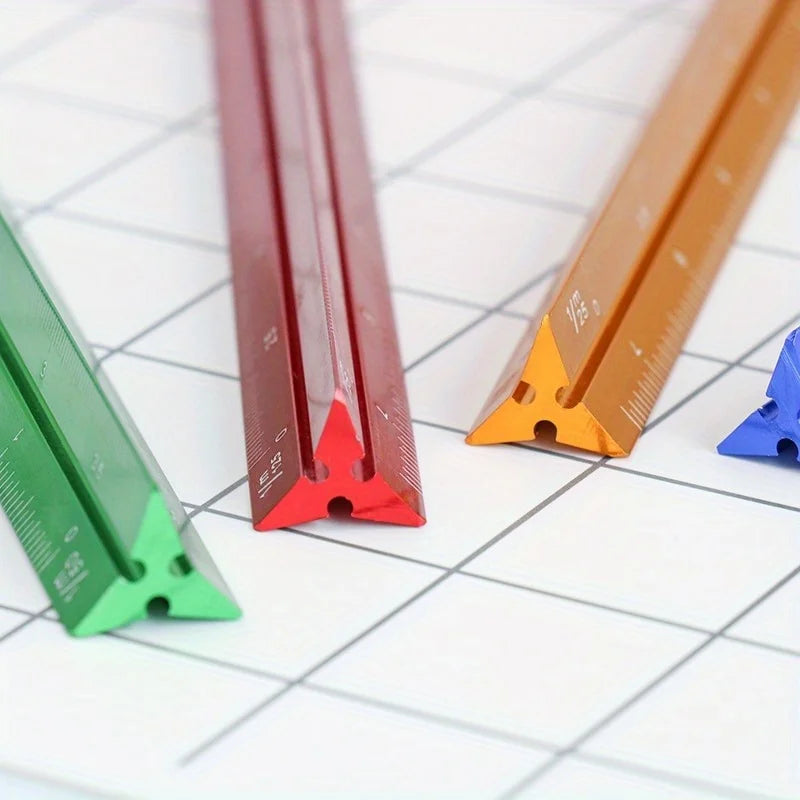 2-Pack 15cm Aluminum Triangular Scale Ruler – Metal Drafting Set Triangular Scale Ruler Axl