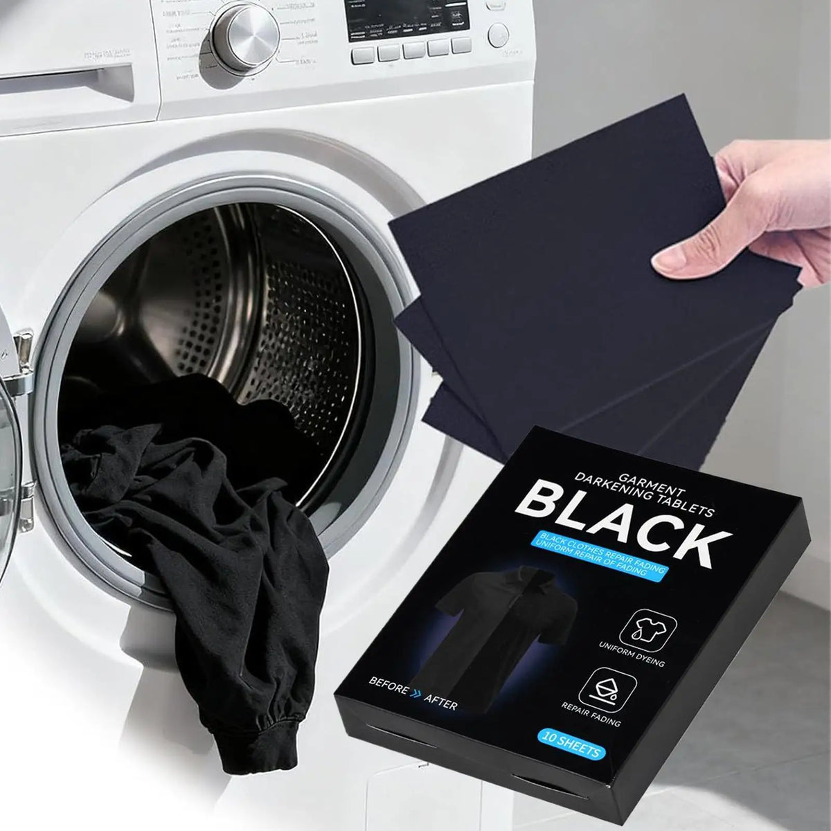 Black Fabric Dye Catcher Laundry Sheets – 10 Pack | No-Bleed Laundry Dye Sheets Axl