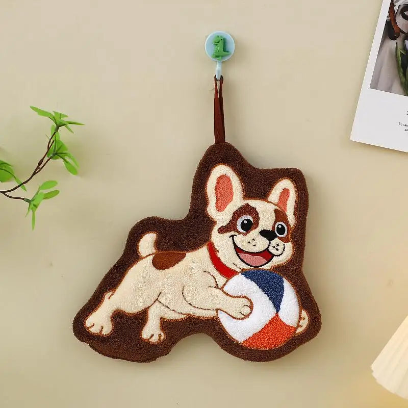 Cute Puppy Cartoon Hand Towel – Quick-Dry Coral Fleece Cartoon Hand Towel Axl A3