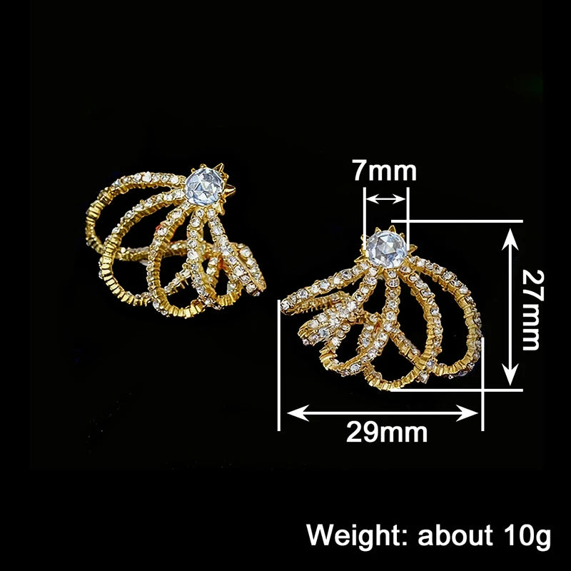 Huitan Hollow Claw Cubic Zirconia Stud Earrings for Women Stud Earrings Axl