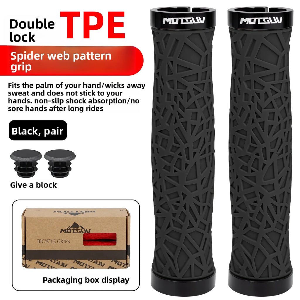 Axl TPE Dual Lock Bike Handlebar Grips – Anti-Slip MTB Bike Handlebar Grips Axl Black