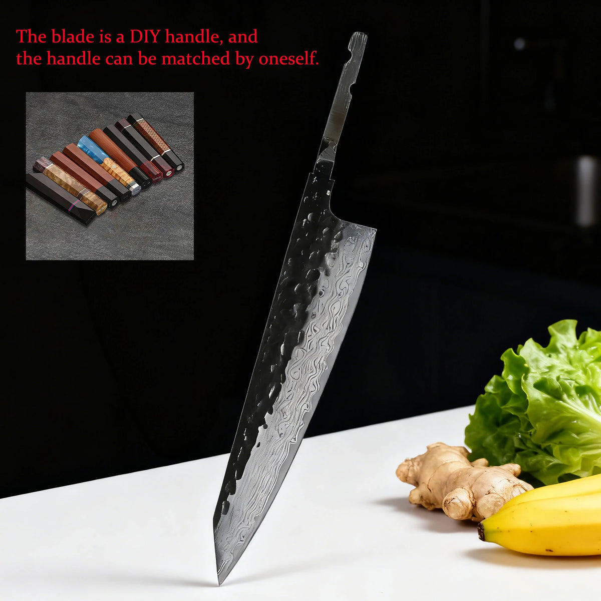 Damascus Steel DIY Knife Blade Blank – Chef & Cleaver Utility Knife Blade Blank Axl