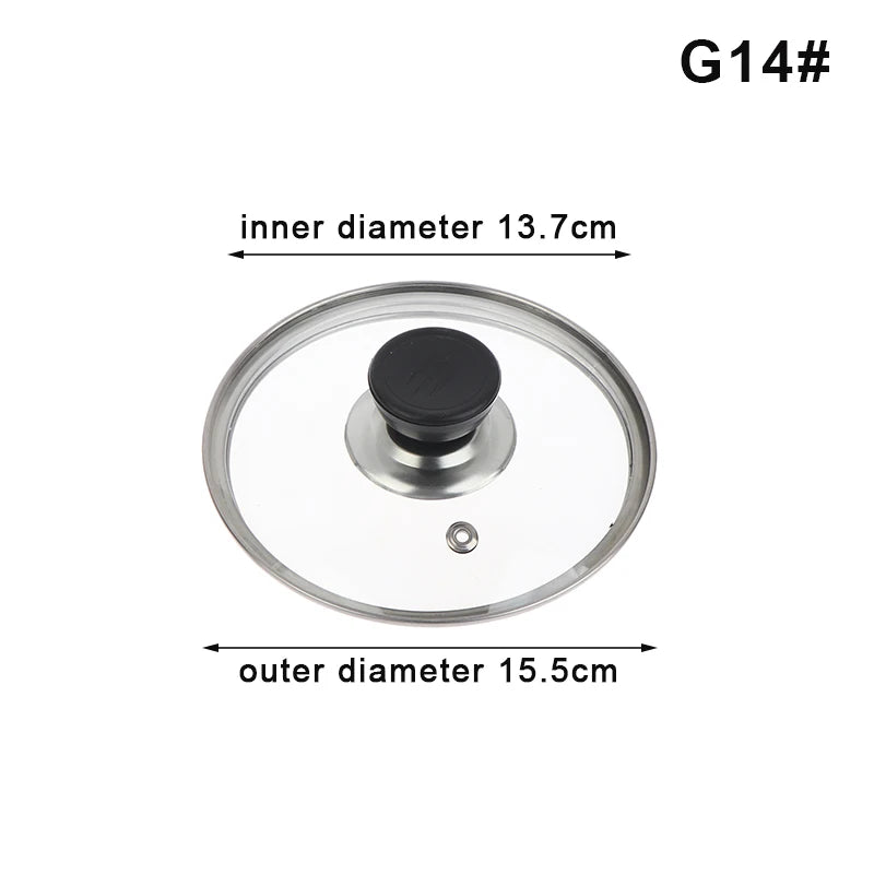 Tempered Glass Pot Lid – Shatter-Proof Stainless Steel Rim Glass Pot Lid Axl G14
