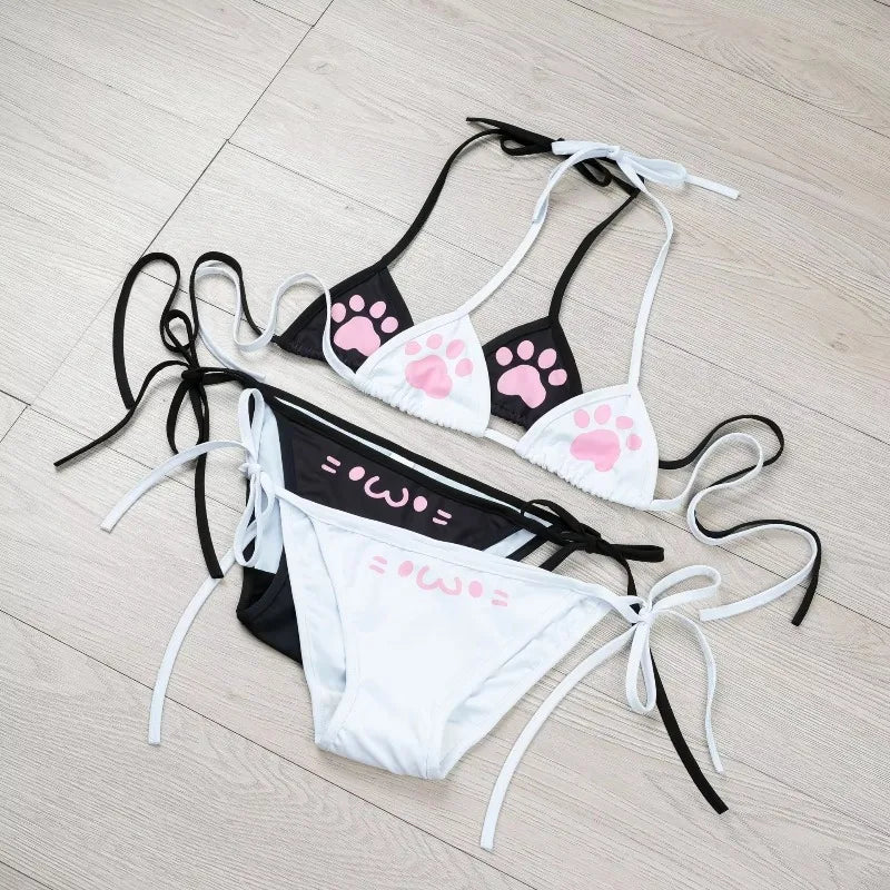 Anime Cat Paw Bikini Set – Women's Cosplay Swimsuit Costume Cosplay Bikini Set Axl