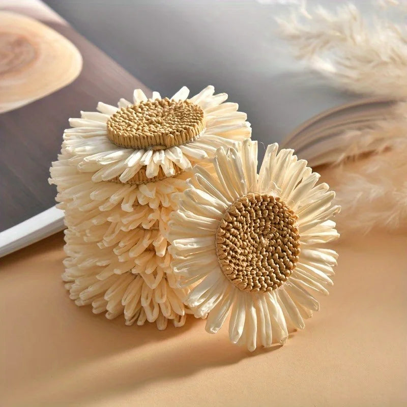 Sunflower Daisy PP Raffia Flower Heads – 10pcs DIY Craft Kit DIY Craft Flowers Axl