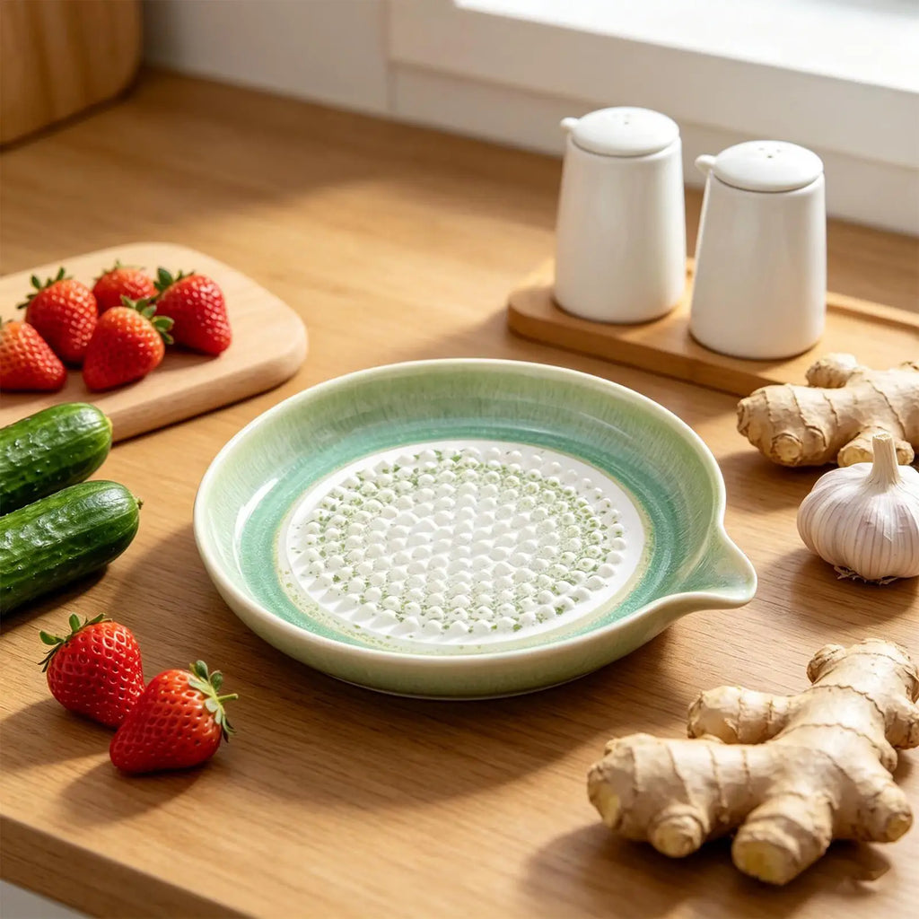 Handmade Ceramic Garlic Grater Plate – Gradient Glaze Kitchen Dish Ceramic Grater Plate Axl