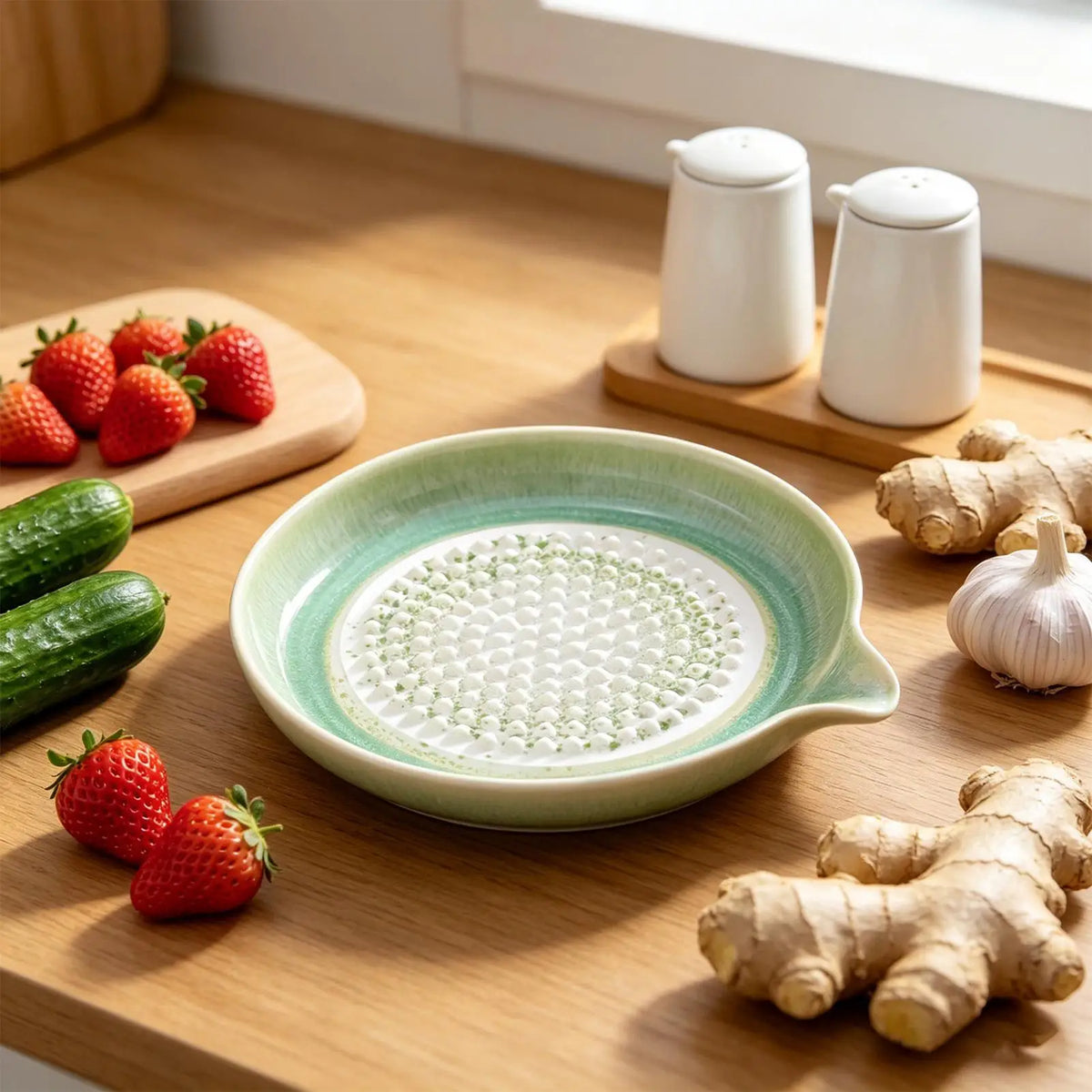 Handmade Ceramic Garlic Grater Plate – Gradient Glaze Kitchen Dish Ceramic Grater Plate Axl