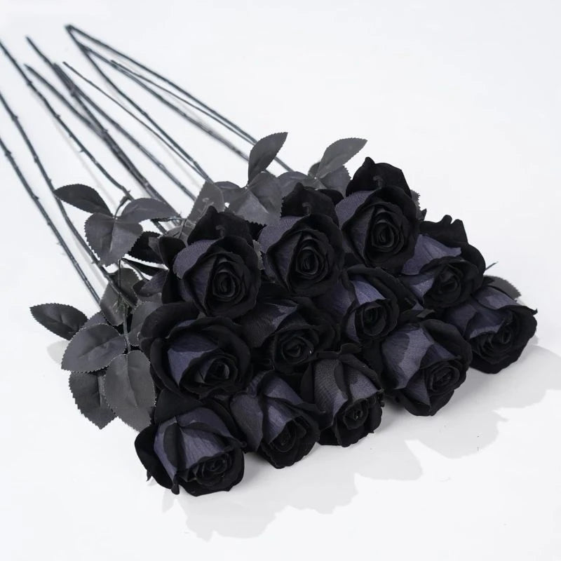 Silk Rose Bouquet – Artificial Flowers for Wedding & Home Decor Artificial Flower Bouquet Axl black 5PCS