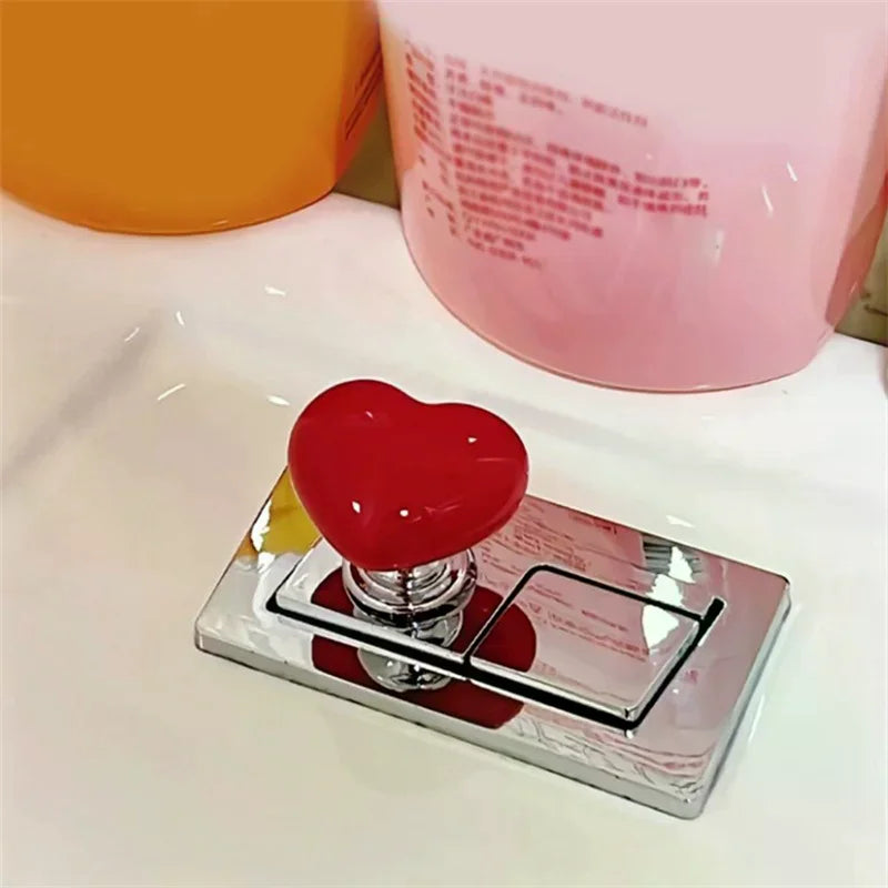 Heart-Shaped Toilet Flush Button – Fun Colorful Bathroom Decor Toilet Button Cover Axl
