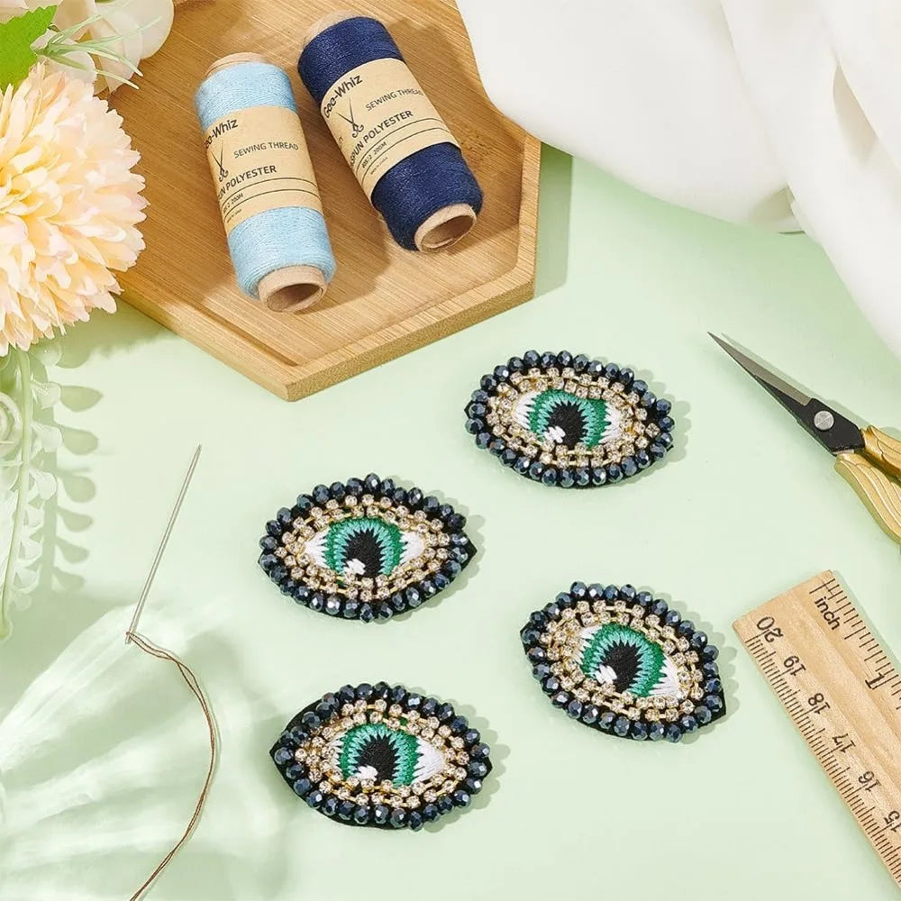 4 PCS Evil Eye Sew-On Patches – Rhinestone Egypt Applique Sew-On Applique Patches Axl