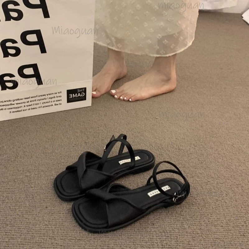 Women's Flat Roman Gladiator Sandals – Square Toe Beach Shoes Women's Flat Sandals Axl