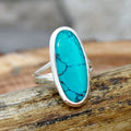 Huitan Oval Imitation Turquoise Bohemian Ring for Women Fashion Ring Axl A499 10