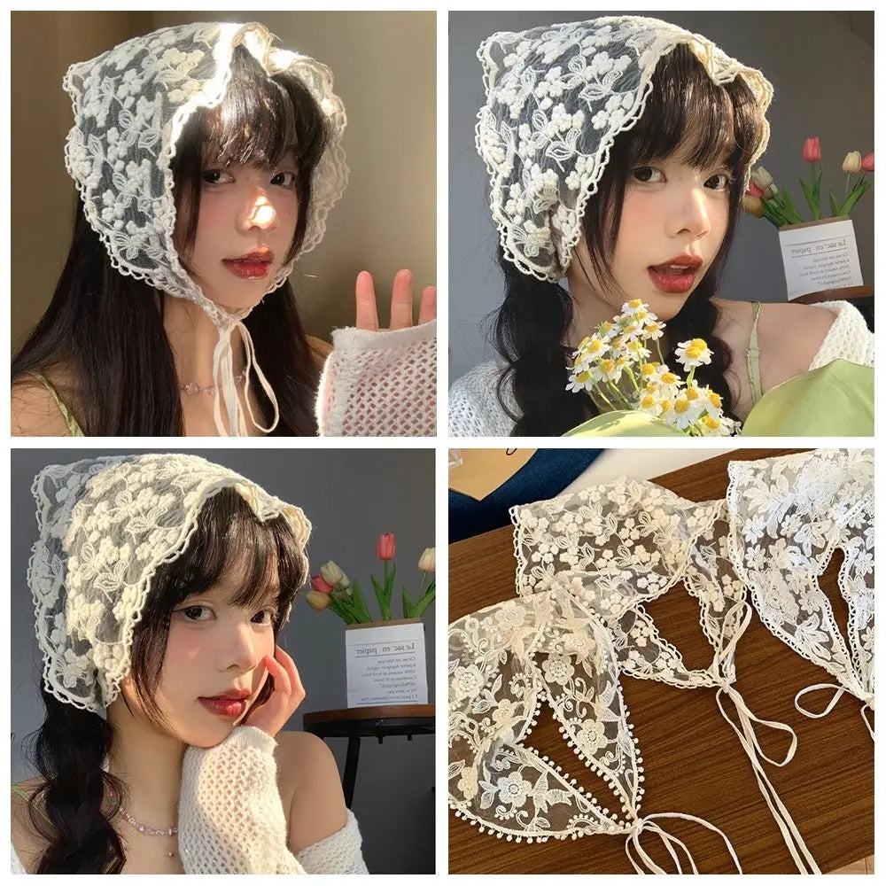 Vintage Boho Triangle Lace Hair Scarf Headband – Women & Girls Lace Hair Headband Axl